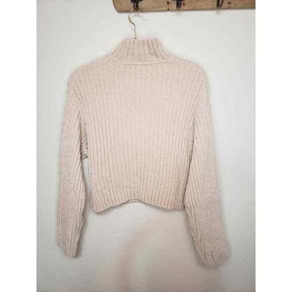 NWT Divided Mock Neck Ribbed Chenille Cropped Sweater - S - Picture 3 of 9